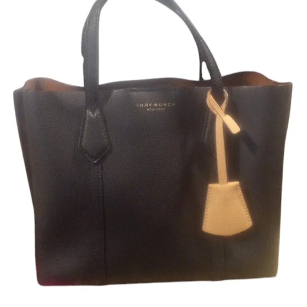 Tory Burch Black Small Leather Perry Tote Cross-Body & Top Handles Bag | NWOT